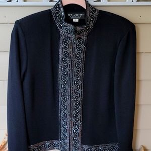 St. John Evening by Marie Gray Embellished Zip Front Sweater/ Jacket Size 6